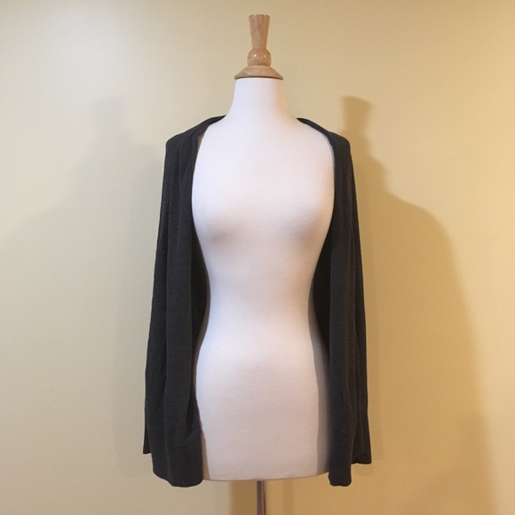 💥 CLEARANCE Button Front Deep V Neck Mixed Knit Cardigan Grey - Picture 4 of 4